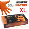 Перчатки нитриловые JetaPRO NATRIX р.XL (50шт) ОРАНЖЕВАЯ без талька (150мкм, 240мм) нескользящяя