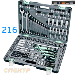 Набор инструмента STELS 14115 (216пр) 1/2"+1/4"+3/8" Professional Cr-V, S2,  усиленный кейс