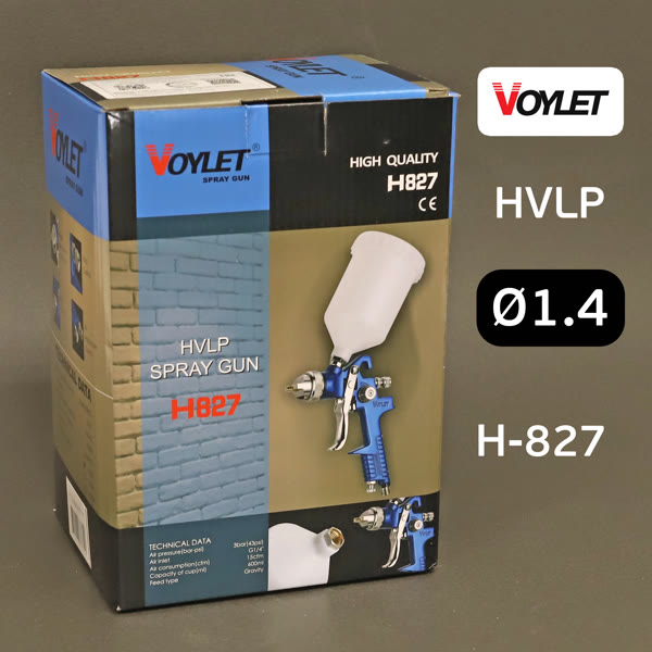 Краскопульт Voylet H-827 HVLP (1,4мм) 150л/мин, верхний бачок фото №4