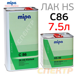 Лак Mipa HS C86 (5л+2,5л) КОМПЛЕКТ с сильной защитой от УФ лучей двухкомпонентный