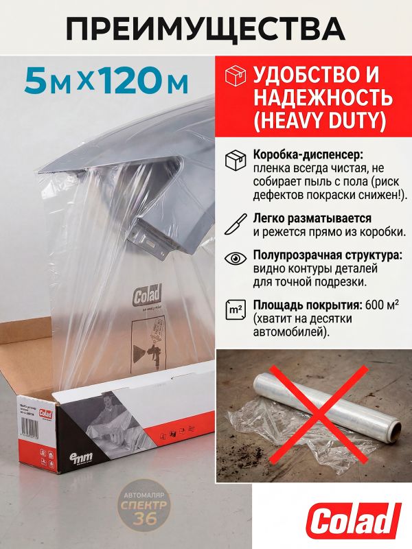 Пленка маскировочная в рулоне Colad (5х120м) 10мкм белая со статическим эффектом фото №7