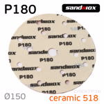 Круг шлифовальный ф150 Sandwox 518 (Р180) Orange Ceramic (15отв.) оранжевый фото №1