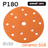 Круг шлифовальный ф150 Sandwox 518 (Р180) Orange Ceramic (15отв.) оранжевый