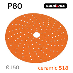Круг шлифовальный ф150 Sandwox 518  (Р80) Orange Ceramic (multiholes) оранжевый