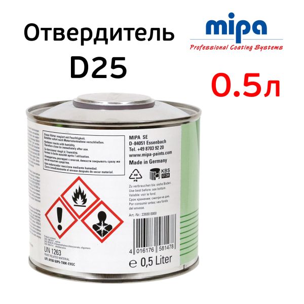 Отвердитель Mipa D25 (0,5л) для акриловой эмали нормальный фото №3