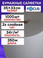 Салфетка протирочная рулон FOCUS Optimum (35х33см; 1000шт) 2-х слойная бумажная, светло-голубая фото №2