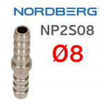 Переходник ёлочка-ёлочка  8мм (для соединения шлангов) Nordberg NP2S08 фото №1