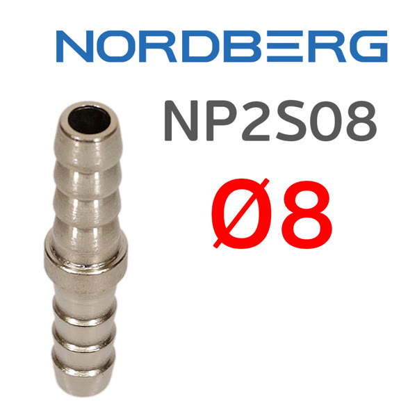 Переходник ёлочка-ёлочка  8мм (для соединения шлангов) Nordberg NP2S08 фото №1