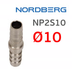 Переходник ёлочка-ёлочка 10мм (для соединения шлангов) Nordberg NP2S10 фото №1