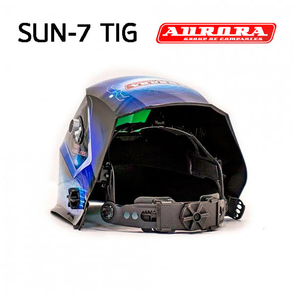 Маска сварщика хамелеон Aurora SUN7 TIG MASTER 2-levels (черно-синяя) фото №2