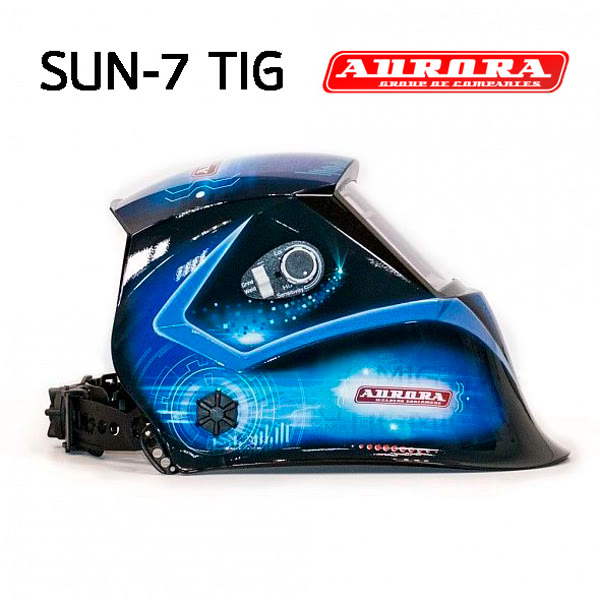 Маска сварщика хамелеон Aurora SUN7 TIG MASTER 2-levels (черно-синяя) фото №5