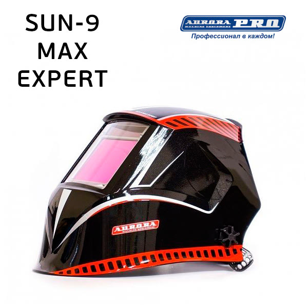 Маска сварщика хамелеон Aurora SUN9 MAX EXPERT (черно-красная) фото №1