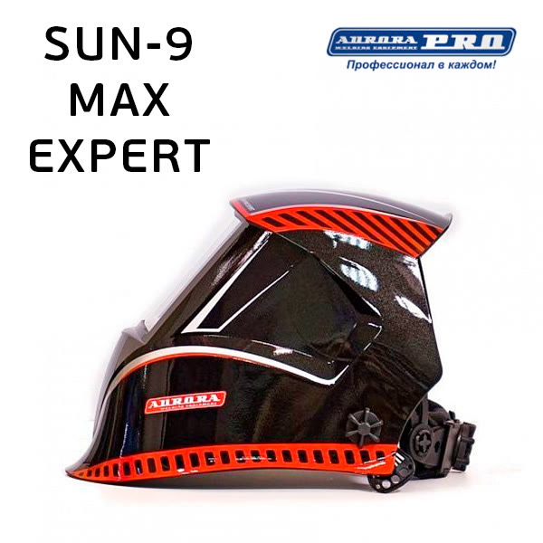 Маска сварщика хамелеон Aurora SUN9 MAX EXPERT (черно-красная) фото №2