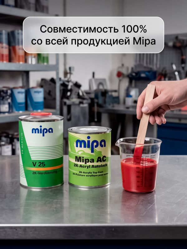 Разбавитель Mipa АС V25 (1л) normal акриловый 2K-Verdunnung для грунта и лака фото №2