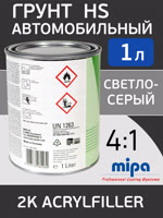 Грунт-наполнитель 2К Mipa Acrylfiller (1л) св.серый 4:1 (без отвердителя H5) фото №2