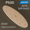 Круг шлиф. на поролоне ф150 Norton A275  Р500 липучка Soft-touch (15отв.)