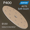 Круг шлиф. на поролоне ф150 Norton A275  Р400 липучка Soft-touch (15отв.)