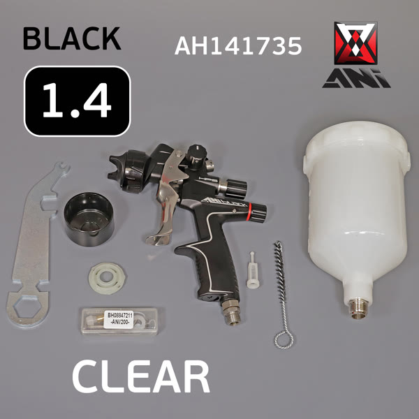 Краскопульт ANI BLACK Сlear (1.4мм) с верхним пластиковым бачком 0,6л для финишных покрытий фото №3