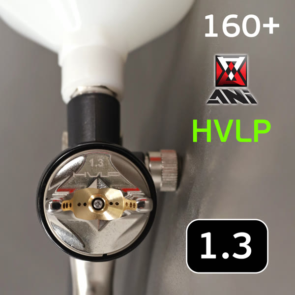 Краскопульт ANI 160 Plus HVLP (1.3мм) черный с покрытием PTFE, верхний бачок 600мл фото №1