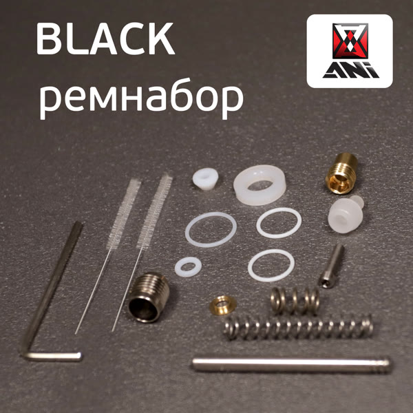 Ремнабор для краскопульта ANI BLACK (17пр.) прокладки, пружинки, ершики, штоки, втулка фото №2