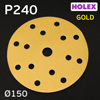 Круг шлифовальный ф150 Holex Gold (P240; 15отв.) липучка на бумажной основе