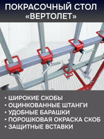 Стол окрасочный поворотный GT48 «вертолет» (3м) GLESTUL для покраски элементов, съемная ручка фото №2