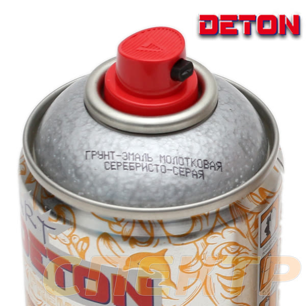 Грунт-эмаль спрей DETON ART (520мл) молотковая СЕРЕБРИСТО-СЕРАЯ фото №1