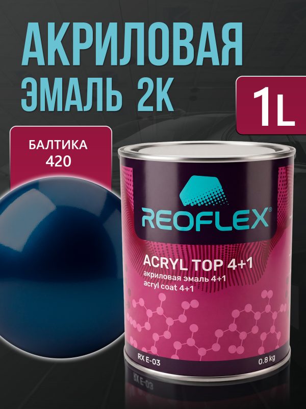 Автоэмаль Reoflex акриловая (0,8кг) 420 Балтика - двухкомпонентная без отвердителя H-53