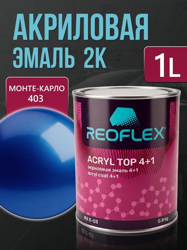 Автоэмаль Reoflex акриловая (0,8кг) 403 Монте-Карло - двухкомпонентная без отвердителя H-53