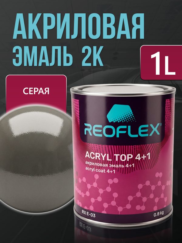 Автоэмаль Reoflex акриловая (0,8кг) Серая - двухкомпонентная без отвердителя H-53