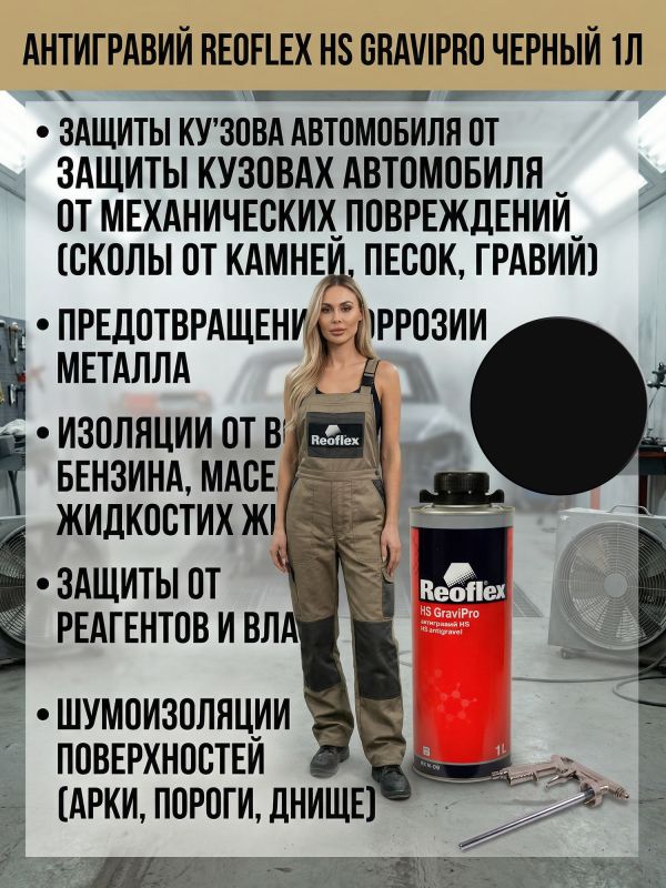 Антигравий Reoflex HS черный (1л) GraviPro окрашиваемый быстросохнущий фото №7