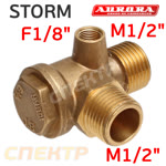 Клапан обратный M1/2" - M1/2" - F1/8" (бронза) STORM для компрессора фото №1