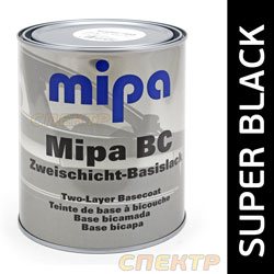 Краска база Mipa Super Black (1л) Черная (под лак) автомобильная