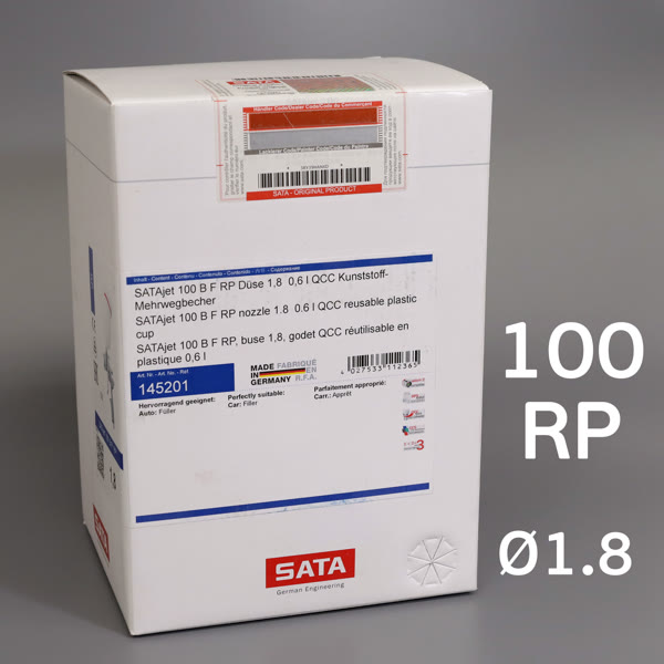 Краскопульт SATA 100 B F RP (1,8мм) грунтовочный (2бар, 245л/мин) верхний бачок 600мл фото №2