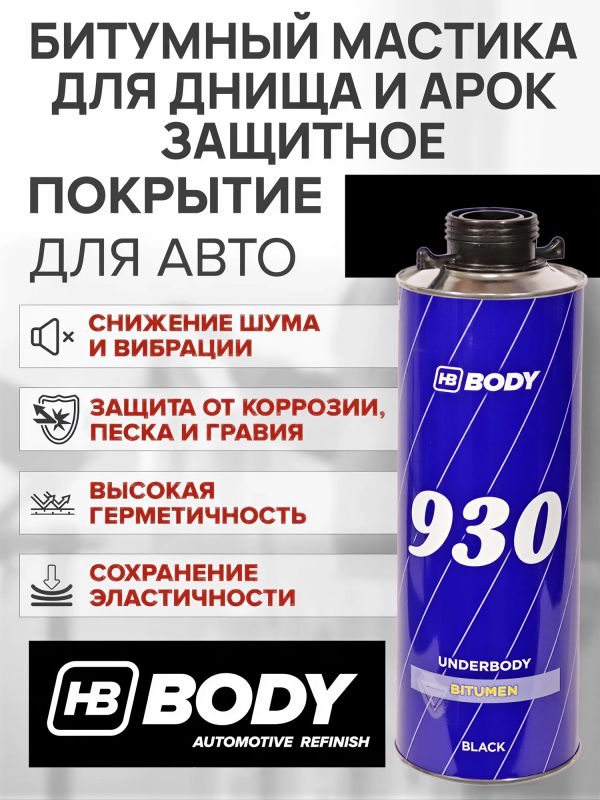 Мастика для днища под пистолет BODY 930 евробаллон (1л) битумно-каучуковая неокрашиваемая фото №3