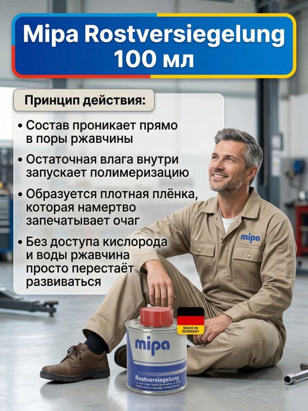 Запечатыватель ржавчины MIPA Rostversiegelung (100мл) прозрачный (препарат антикоррозионный) фото №1