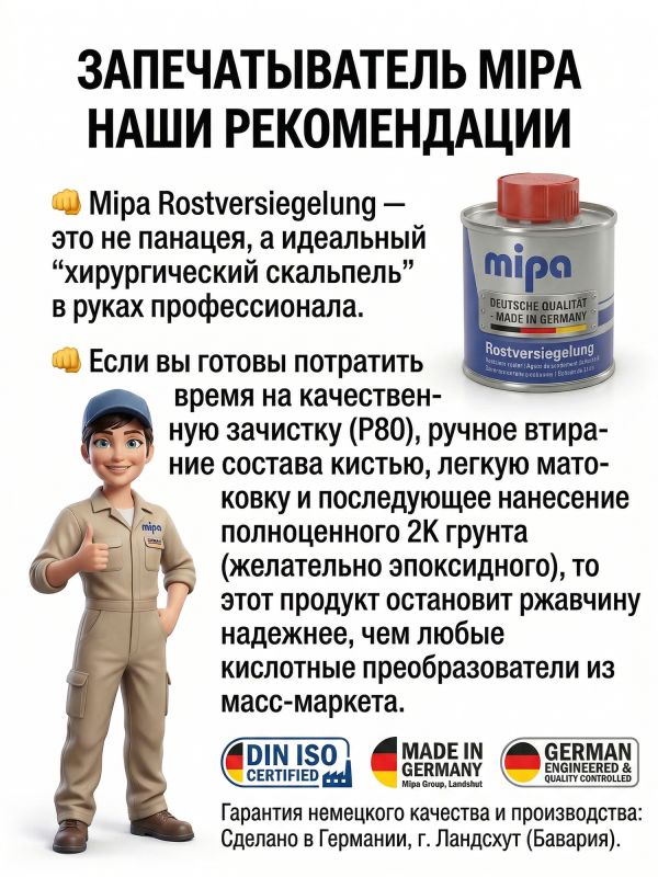 Запечатыватель ржавчины MIPA Rostversiegelung (100мл) прозрачный (препарат антикоррозионный) фото №6