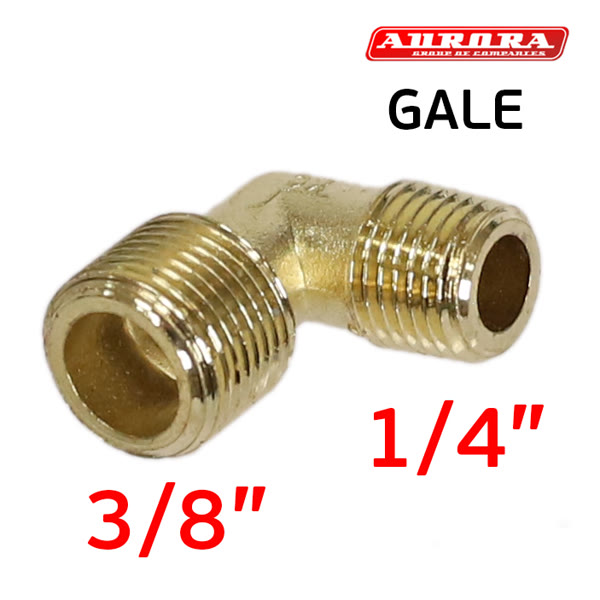 Переходник уголок для компрессора M3/8" - M1/4"  GALE 36 латунный фото №1
