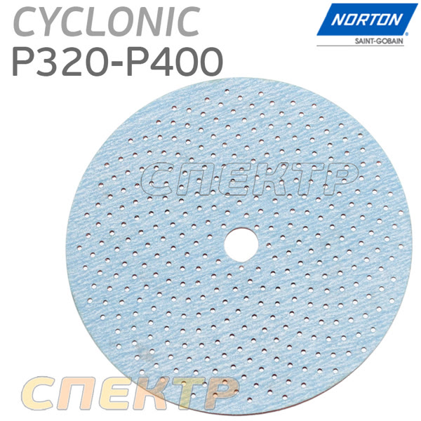 Круг шлиф. на поролоне ф150 Norton Cyclonic Р320-Р400 оранжевый Multi-Air A975 фото №1