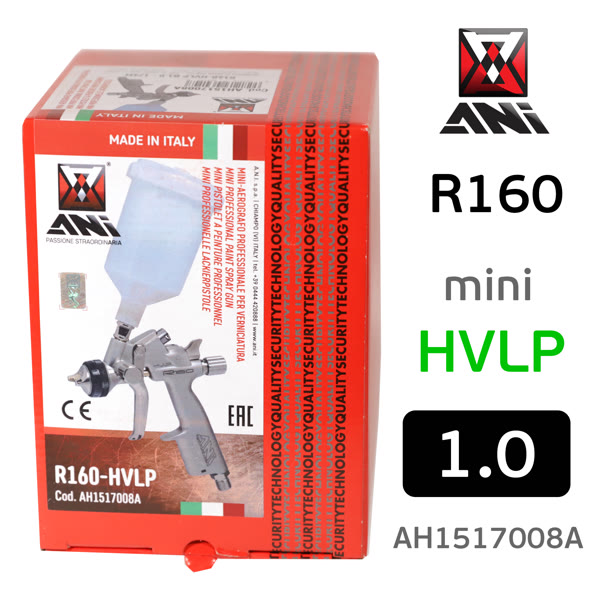Краскопульт мини ANI R 160 Mini HVLP (1.0мм) с верхним бачком 250мл (180л/мин; 2.6бар) фото №6