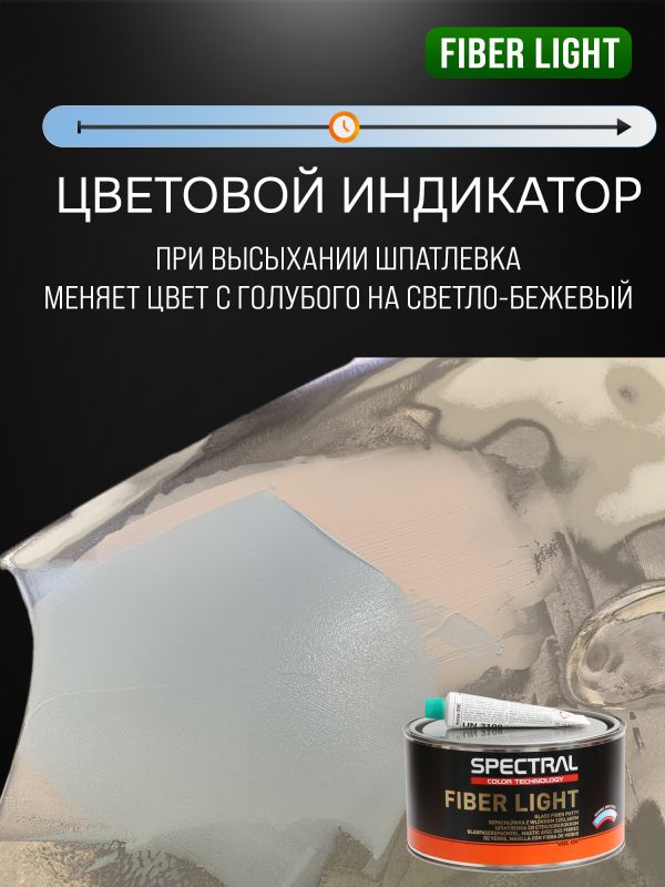 Шпатлевка со стекловолокном Spectral FIBER LIGHT (1л) облегченная с индикатором смешивания фото №5