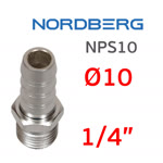Переходник ёлочка 10мм - резьба 1/4M (наружная) Nordberg NPS10 - СНЯТ фото №3