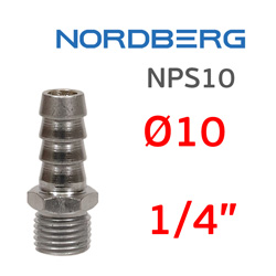 Переходник ёлочка 10мм - резьба 1/4M (наружная) Nordberg NPS10 - СНЯТ
