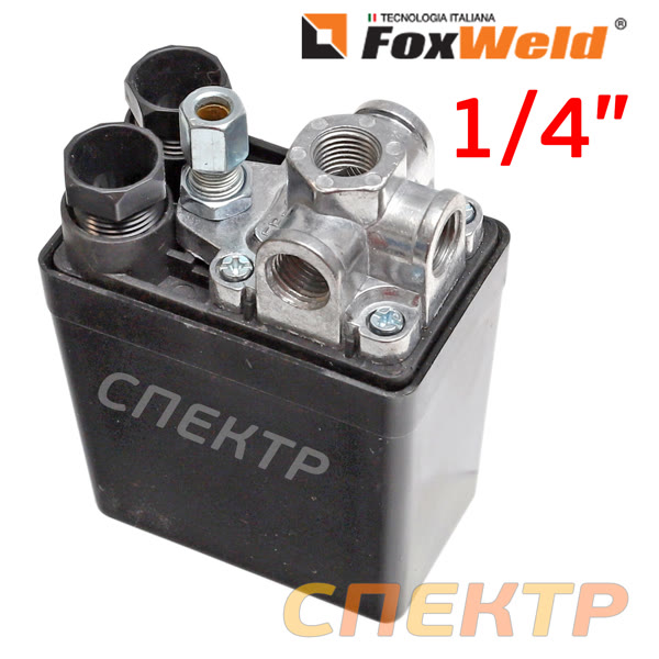 Пневмореле для компрессора 220В КНР (16А) 4 выхода 1/4" (реле давления) Foxweld фото №3
