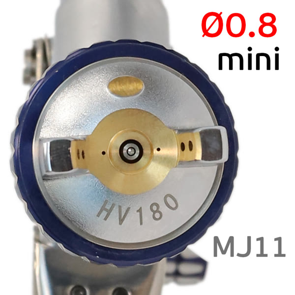 Краскопульт мини ISPRAY MJ11 (0,8мм) верхний бачок (125мл; F14х1; 200л/мин; голова HV180) фото №1