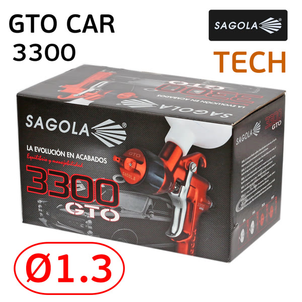 Краскопульт Sagola 3300 GTO CAR (1.3мм) TECH, 285л/мин, для базы и лака, бачок 650 мл фото №6