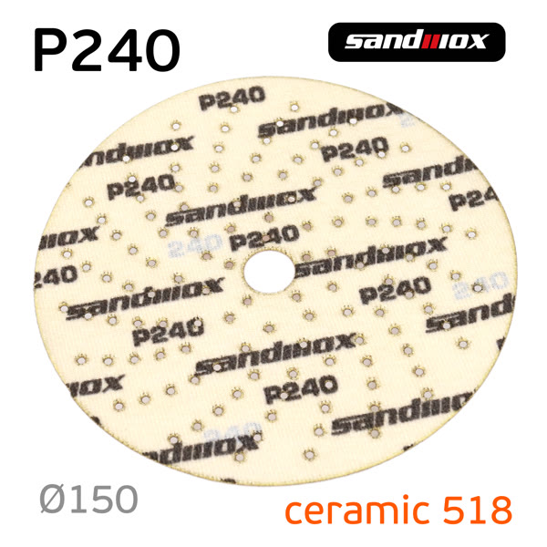 Круг шлифовальный ф150 Sandwox 518 (Р240) Orange Ceramic (multiholes) оранжевый фото №1