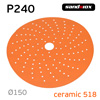 Круг шлифовальный ф150 Sandwox (P240) Orange Ceramic 518 (MultiHole)
