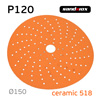 Круг шлифовальный ф150 Sandwox (P120) Orange Ceramic 518 (MultiHole)