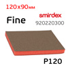 Губка абразивная двухсторонняя Smirdex 120x90мм Fine красная (P120) тонкая